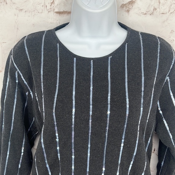 ✨VINTAGE✨J. TIKTINER Cote de Azur SEQUIN KNIT SWEATER, SIZE S - Picture 2 of 11